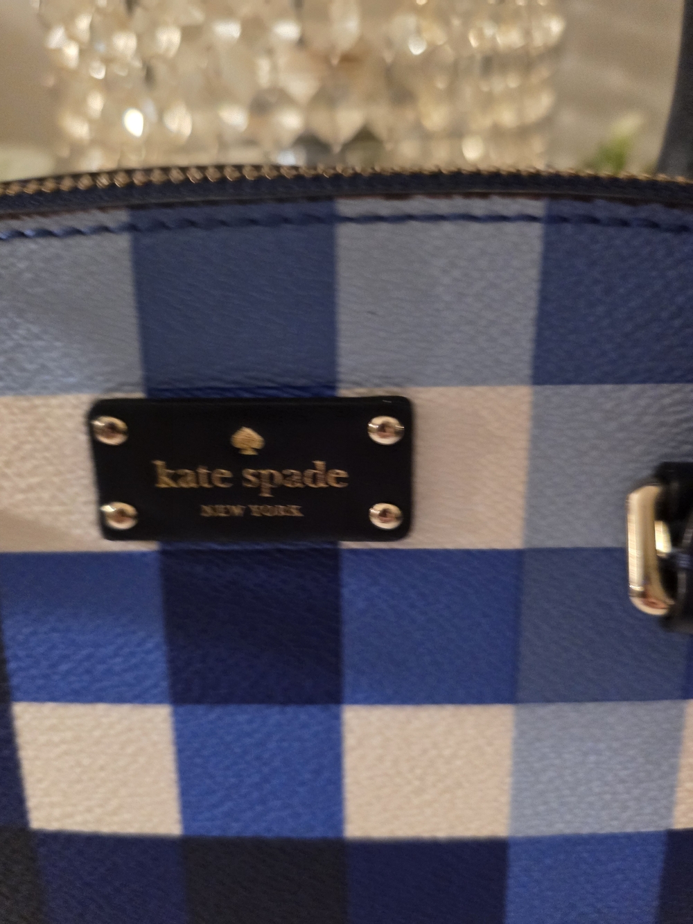 kate spade Blue Gingham Dome Satchel - Picture 3 of 5